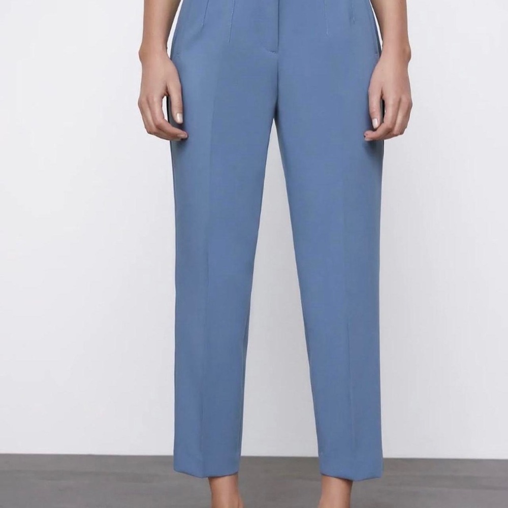 Zara High-waist Mid-blue Trousers Size Small